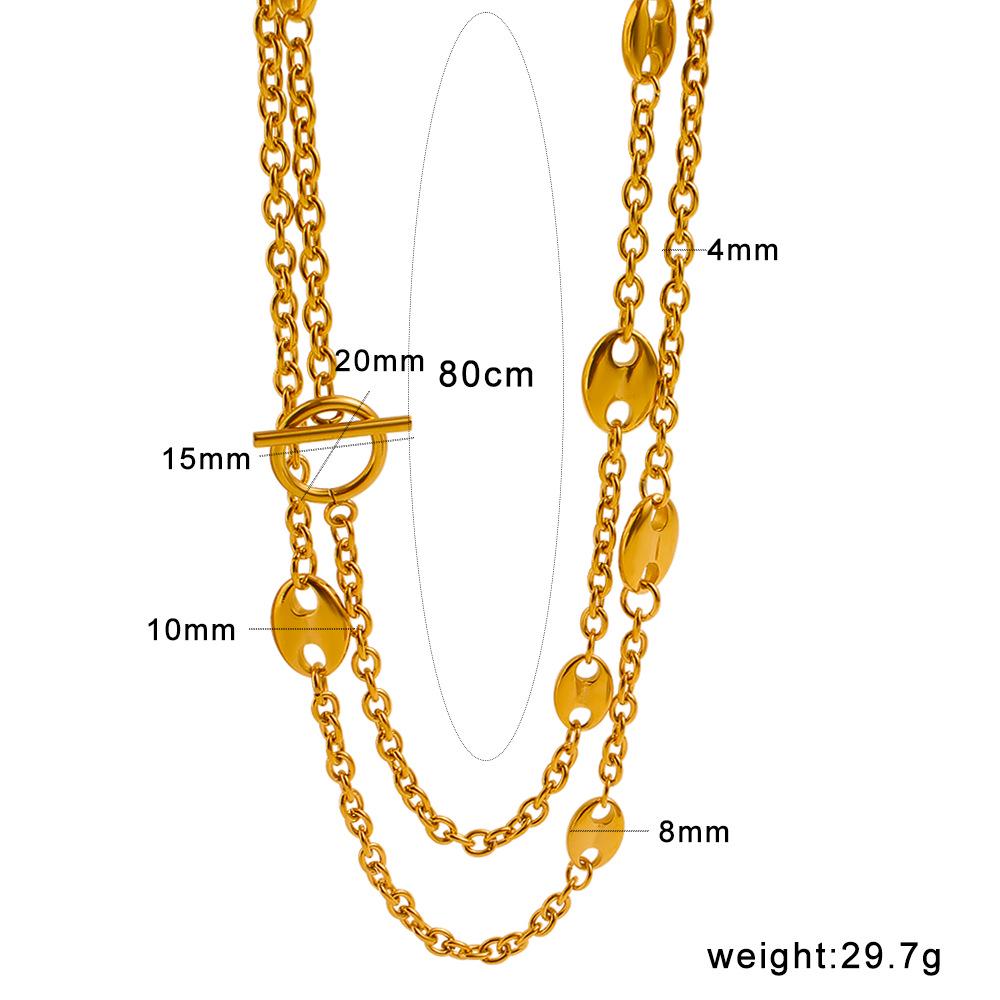 MeiShiDuo Minimalist Gold-Plated Titanium Pig Nose Necklace