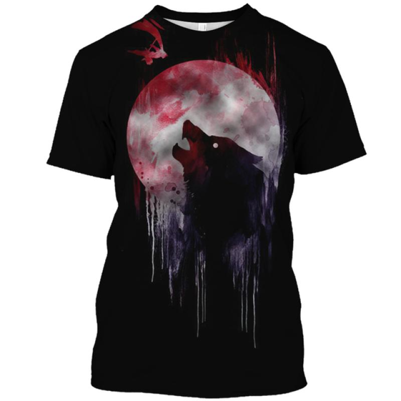 Letnia męska koszulka z nadrukiem zwierzęcym Casual 3d Plus rozmiar Punk z krótkim rękawem Street Sports sweter O Neck Tee bluza Harajuku