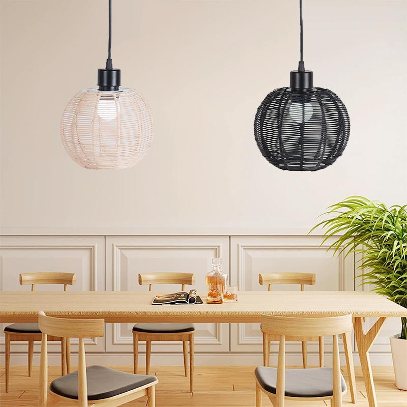 Retro Woven Lampshade Imitation Vine Rope Lamp Cover Hanging Chandelier Restaurant Kitchen Light Fixture Accessories Home Decor