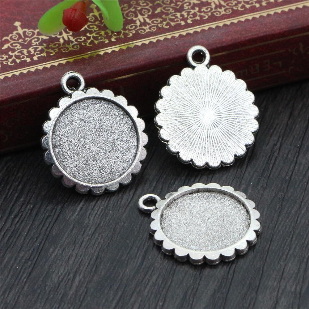 20 Stück 16mm Innenmaß Einfache Anhänger Cabochon Leere Basis Fassung Lünette Tablett DIY Schmuckherstellung Zubehör Komponenten