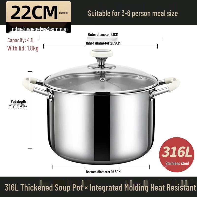 

Wu Tuo 316L Stainless Steel 22cm Soup & Stew Pot