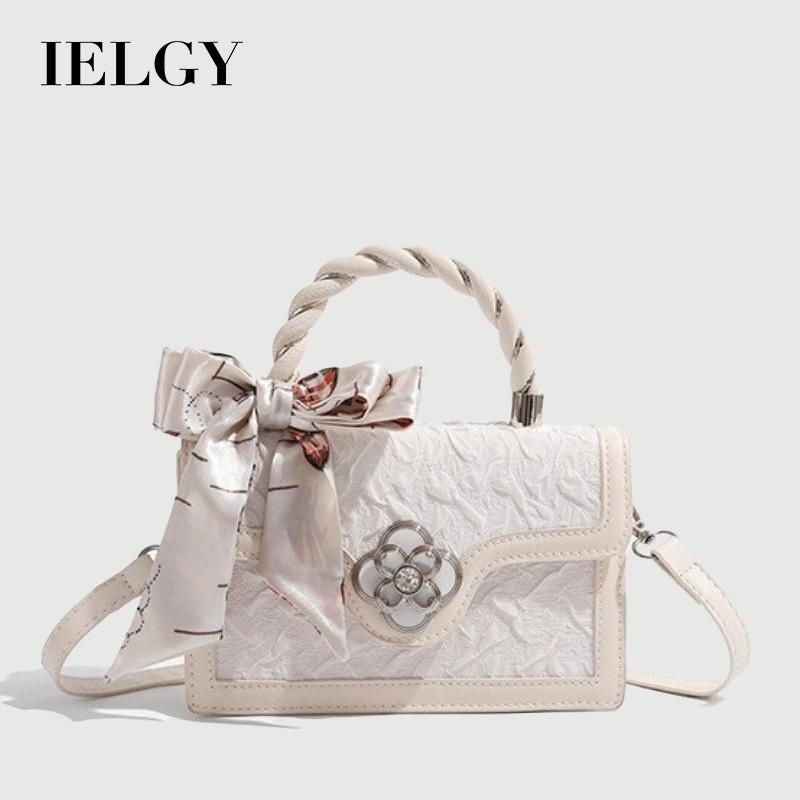 IELGY Small Square Bag Niche Design High-End Bow Crossbody Bag