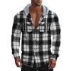 American Retro Plaid Shirt Men'S Autumn And Winter Hooded Flannel Jacquard Shirt Casual Jacket Men
