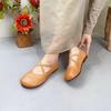 Johnature Genuine Leather Shallow Flats Retro Loafers Comfortable Soft Sole Round Toe Versatile Women's Shoes