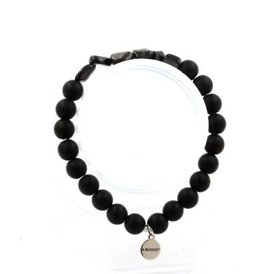 Stones and Minerals. Egyptian Hypersthene Bracelet + 8mm Matte Black Onyx Beads. Made In France.
