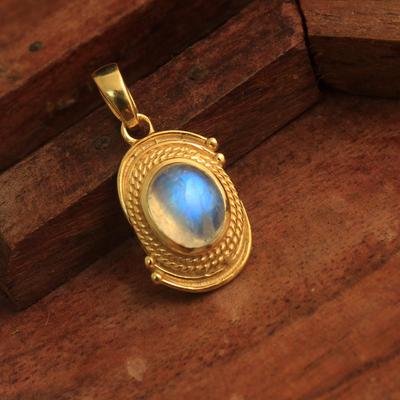 Yellow Gold Plated 925 Sterling Silver Charm Jewelry Moonstone June Birthstone Pendant
