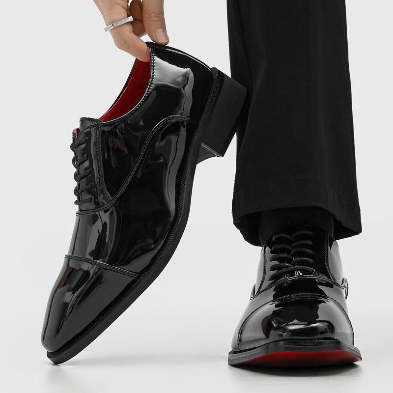 Pointed derby shoes men's CL red-soled leather shoes three-joint invisible inner height increase flow high-end leather shoes 8039