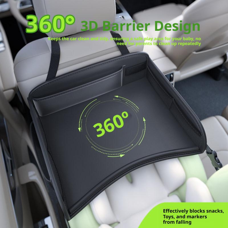 SEAMETAL Leather Child Car Dining Drawing Table Universal Safety Seat Tray Backseat Children Table Tool Toy Phone Storage Pocket Lap Desk