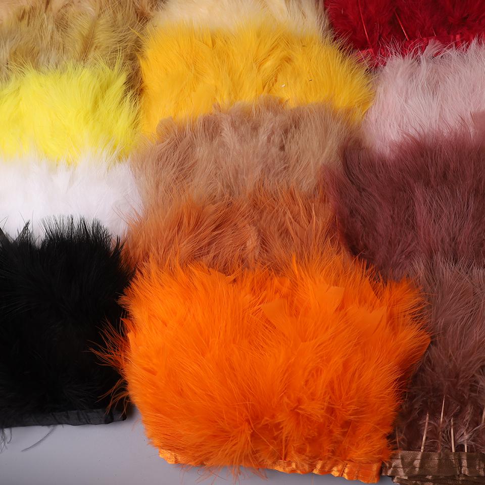 FeatherTurkey Feather Fringe 4-6inch Colorful Marabou Feather Tape for Handiwork Clothes Dress Handmade Cloth Strap Home Decoration