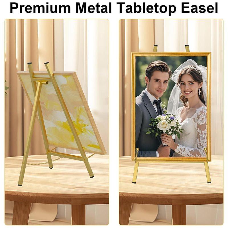Cavalletto da scrivania in metallo di grandi dimensioni premium, Cornice per foto, Cornice per foto da esposizione per matrimoni, Supporto da esposizione per opere d'arte a specchio