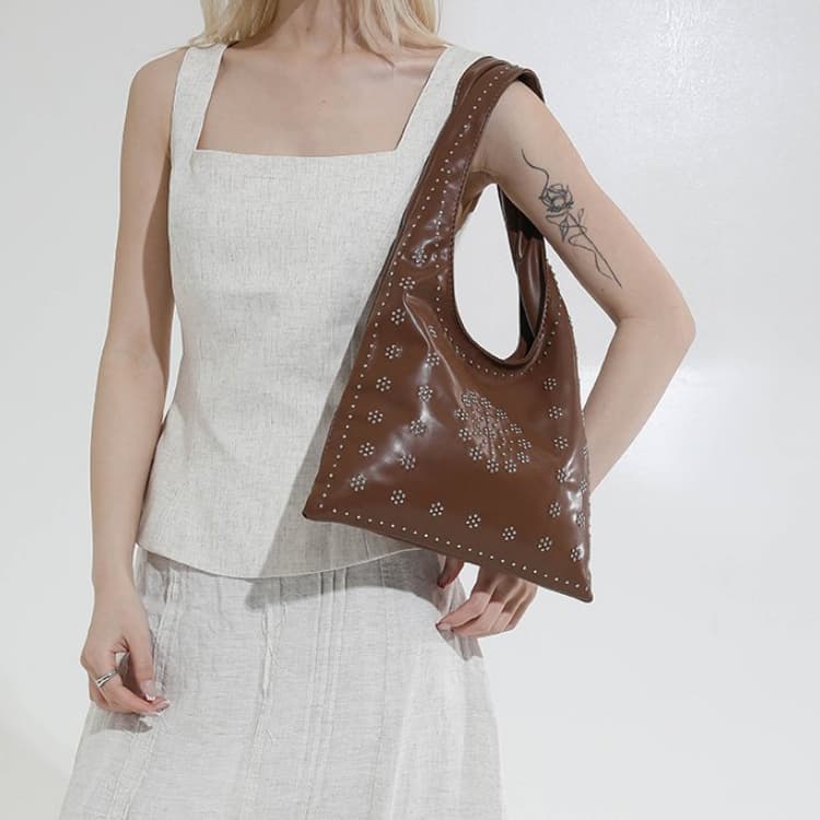 Rivet Flower Hollow Tote Bag Women's Shoulder Handbag