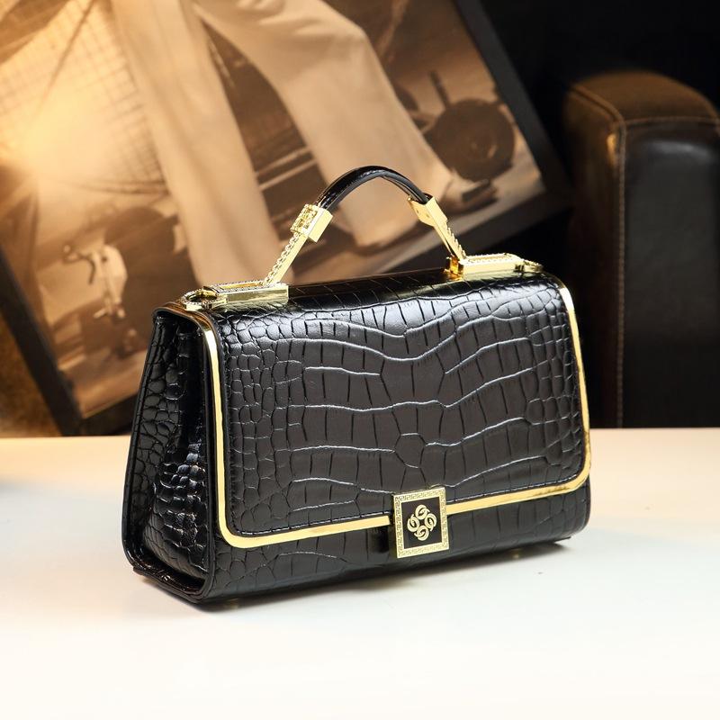 Underarm Leather Crocodile Pattern Single-shoulder Small Bag, Versatile Commuter Crossbody Bag, Himalayan Hand-held Small Square