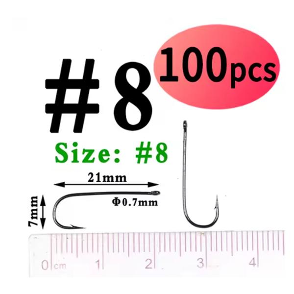 100pcs #16 - #4/0 Aberdeen Long Shank Fine Wire Fishhook Saltwater Freshwater Fishing Hooks Sabiki Rig Streamer Fly Hooks