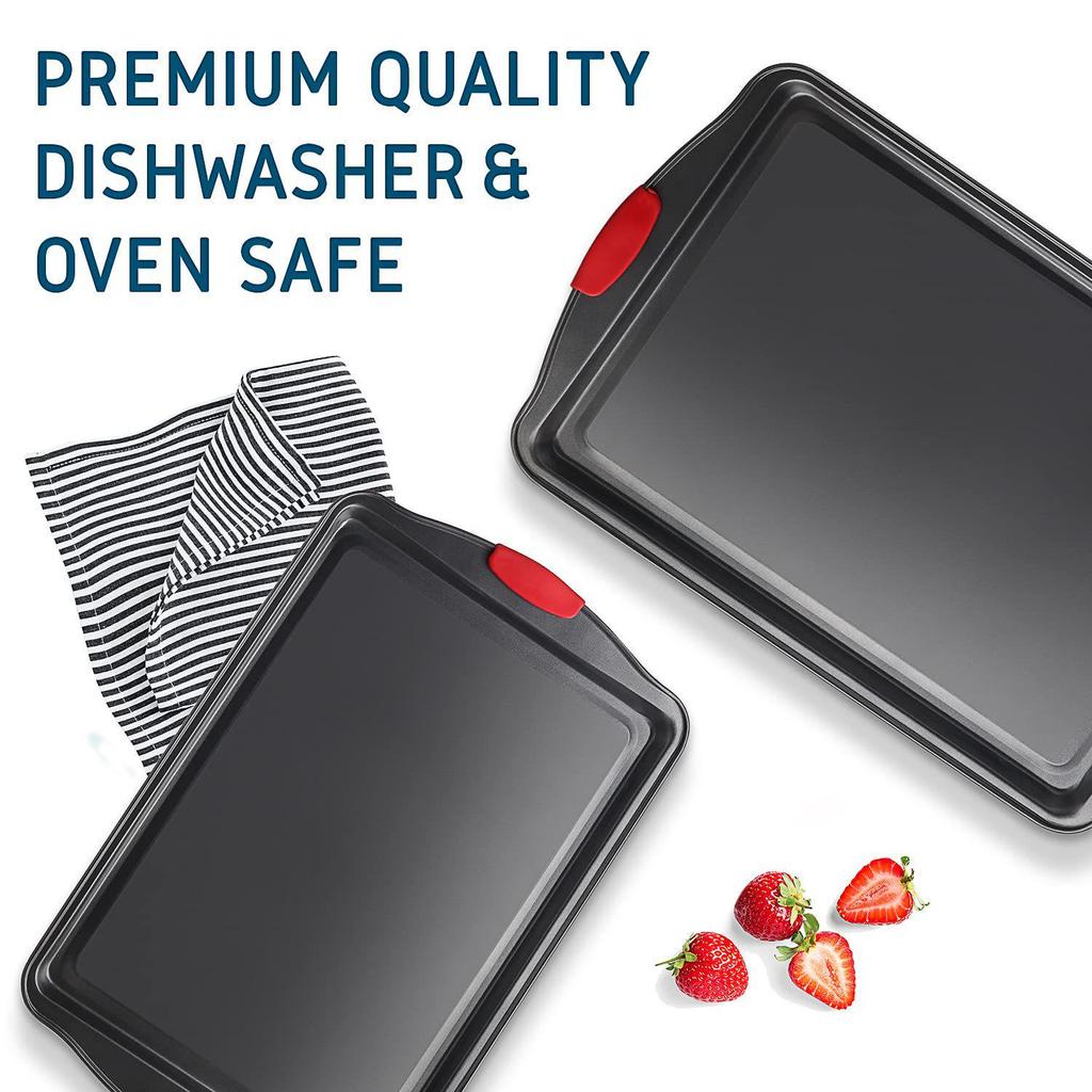 High-Temperature Non-Stick Carbon Steel Baking Tray with Handle for Cookies and Cakes