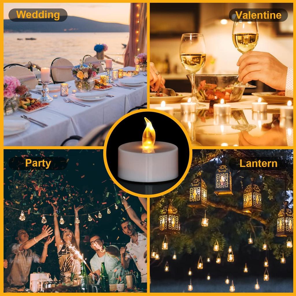 Candlium 24Pack Warm Yellow Flameless LED Tea Light Candles Battery Operated 200+ Hours For Votive Aniversary Wedding Decoration