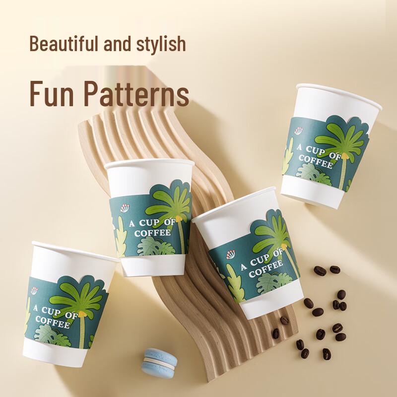 Deli 430ml Disposable Thickened Paper Coffee Cups with Lids (20 Count)