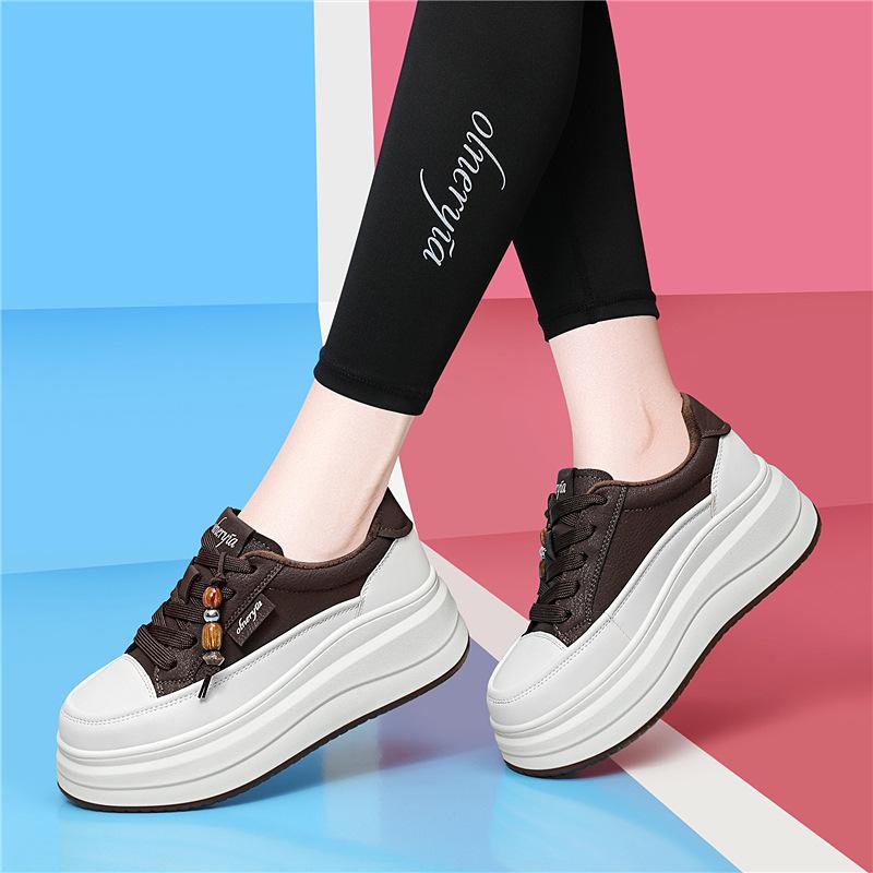 New platform white shoes women's shoes autumn and winter versatile sports and leisure shoes heightening velvet lightweight board shoes