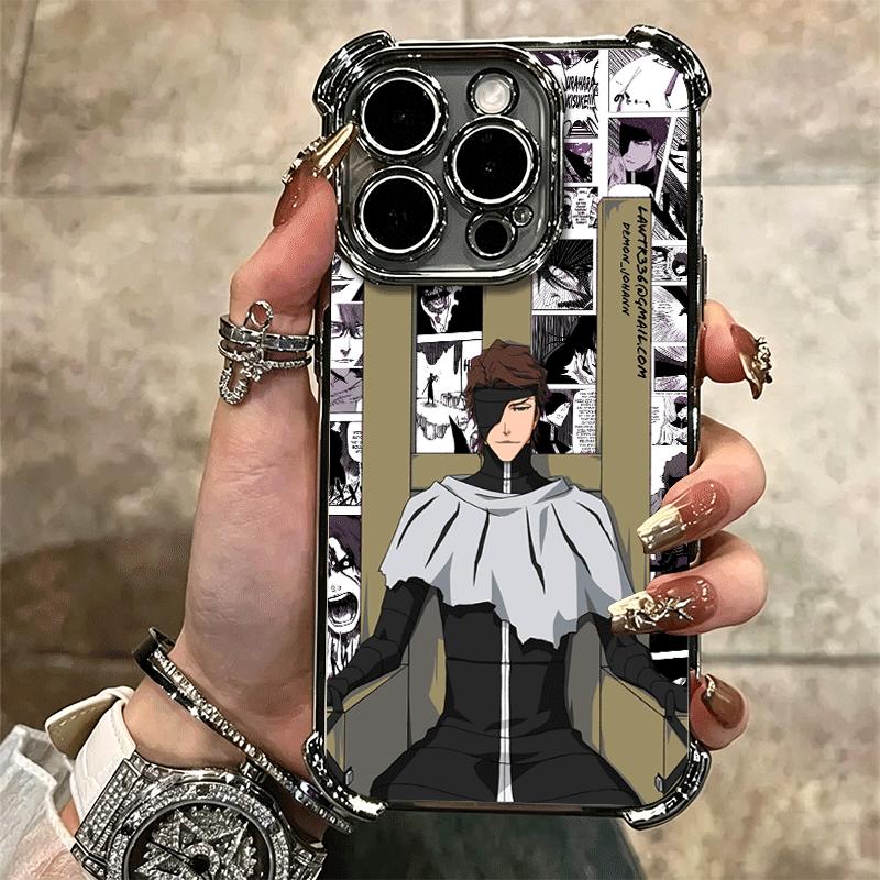 Bleach Anime Ichigo Kenpachi Plating Phone Case For Iphone 16 17 Pro Max Air 16E 14 15 Plus 12 13 Mini Anti-Fall Airabag Cover