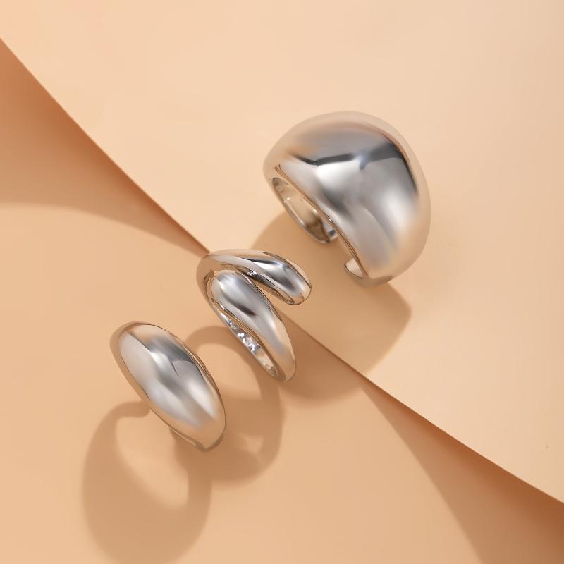 3/4Pcs Dating Rings Open Rings Adjustable Finger Rings Geometric Open Rings Finger Jewelry Suitable For Party Daily