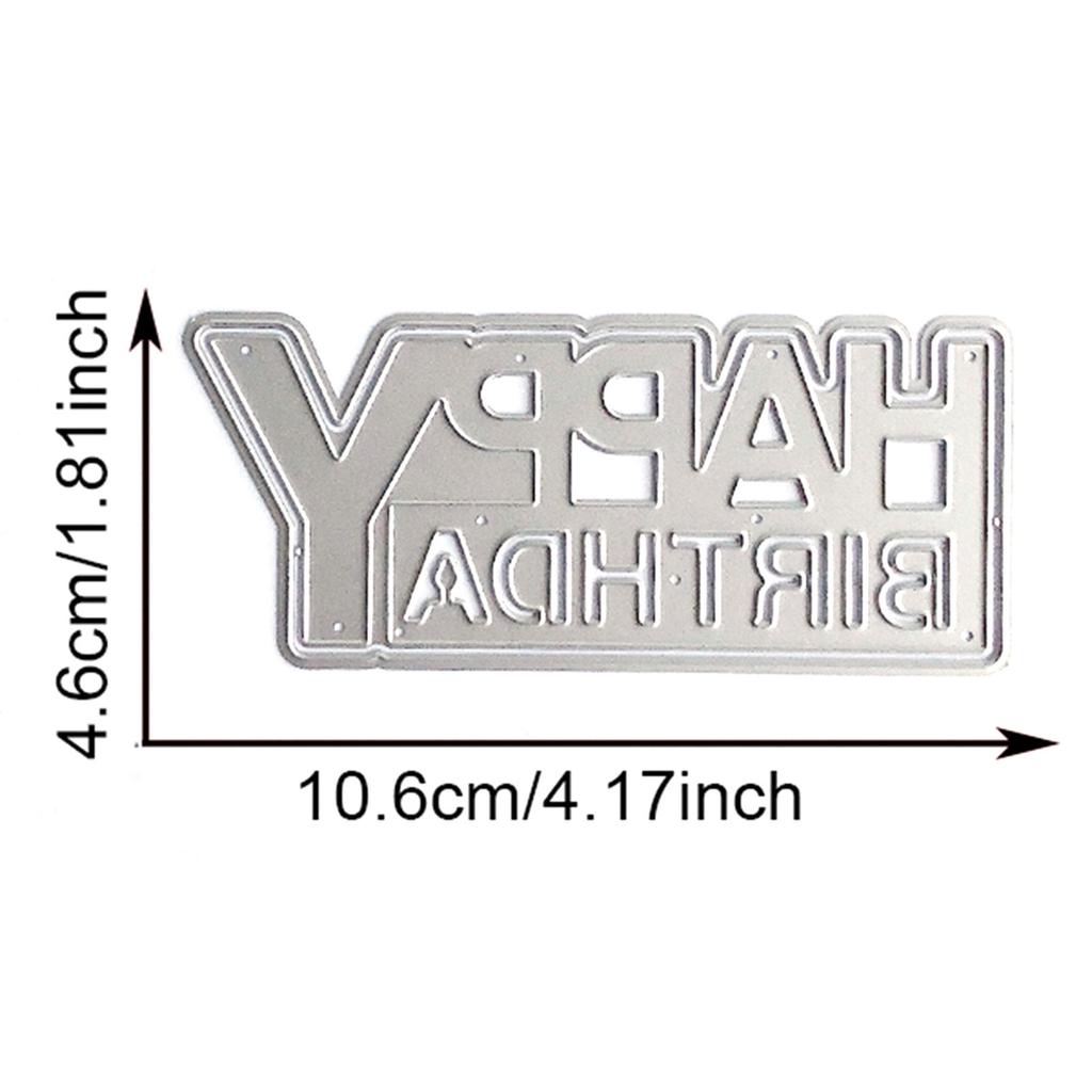 Happy Birthday Cutting Dies 106x46mm Carbon Steel Die Cut Templates for Card Making Scrapbooking Packaging Embellishment