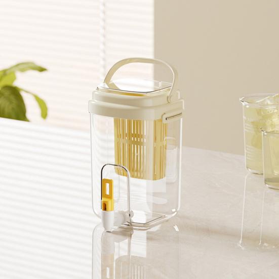 2L Drink Dispenser Large Capacity Cold Water Pitcher with Built-in Filter Tea Juice Leak-Proof Faucet Beverage Container