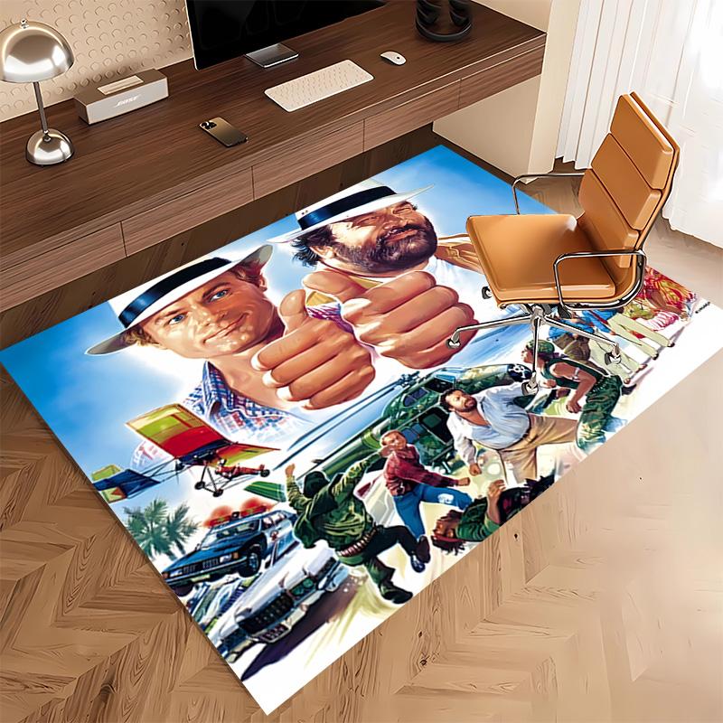 1 pièce Tapis de zone imprimé Terence Hill et Bud Spencer - Tapis d'intérieur doux, lavable et antidérapant, Tapis décoratif pour salon, bureau à domicile, Décoratif de bureau