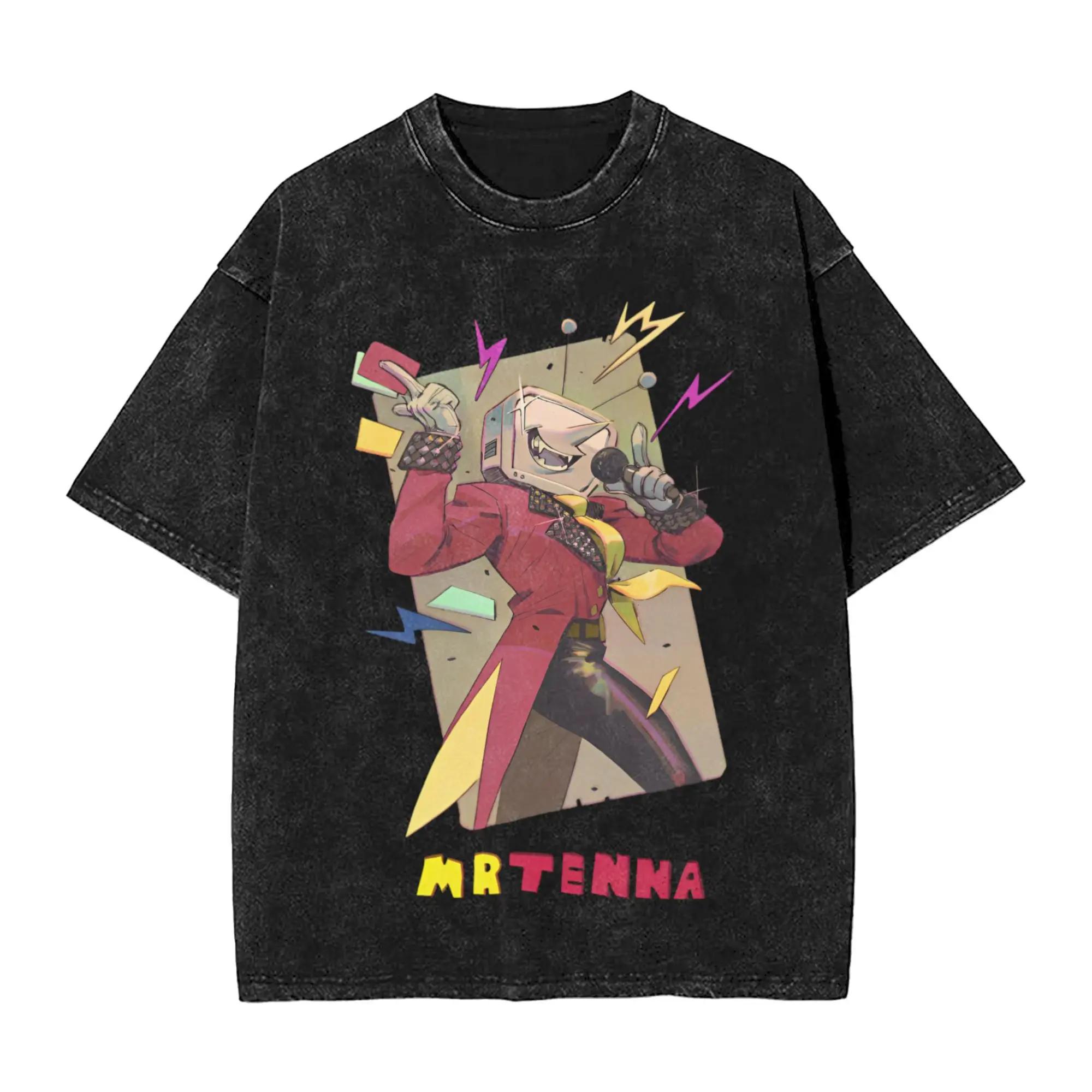 

It s TV Time! T Shirts Hip Hop Washed T-Shirt Tenna Deltarune Novelty for Men Women Tops Streetwear Summer Top S