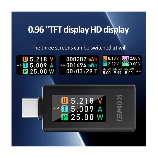 NEUER Typ-C-Tester 4-30V 0-8A Strom-Spannungs-Monitor Schnelllade-Spannungsmessgerät Leistungsmesser mit Ausschalt-Speicherung