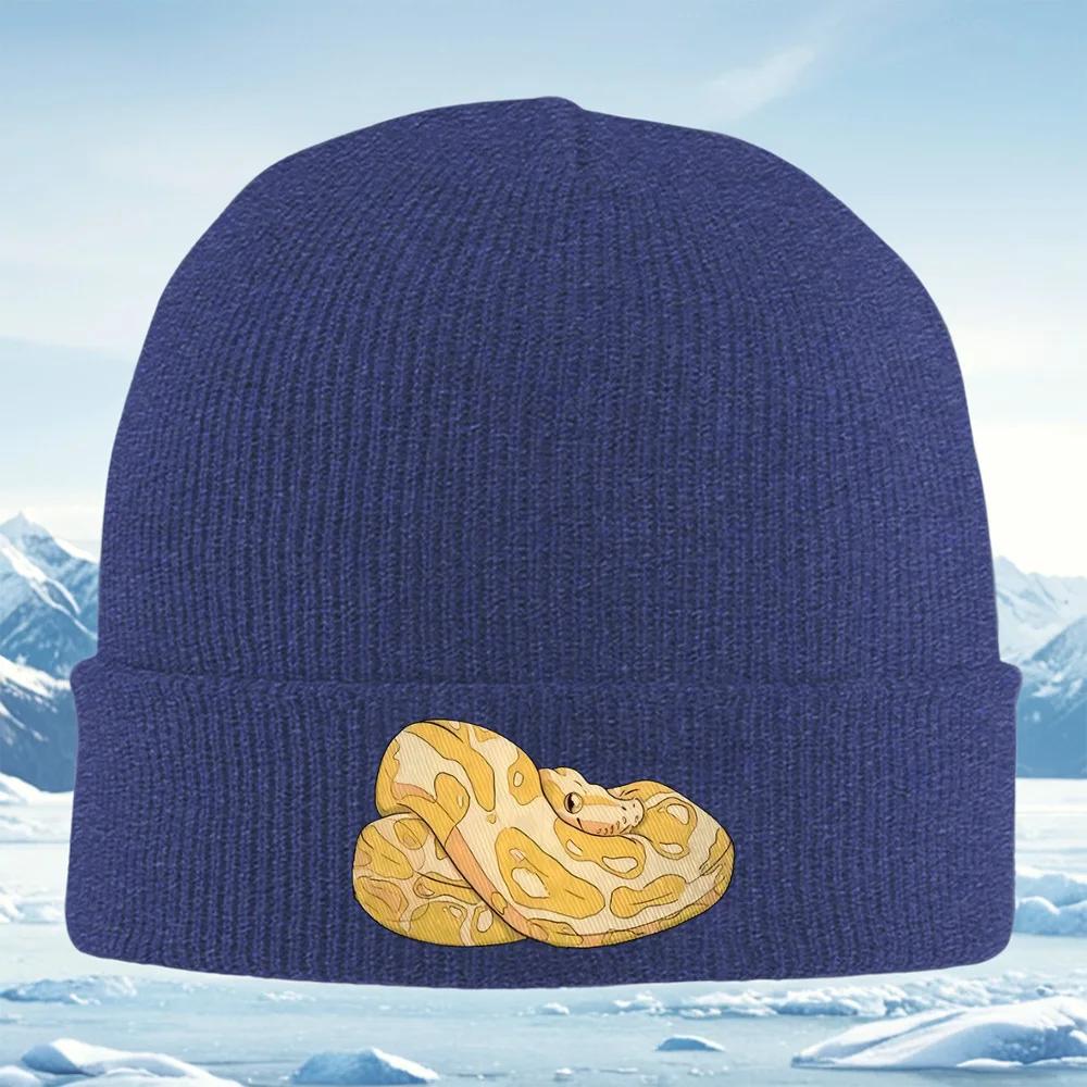 Yellow Spots Snake Body Cartoon Shape Unisex Women Unisex Knitted Hat Beanie Pullover Cap Winter Thermal Warm Christmas Outdoor Cyc