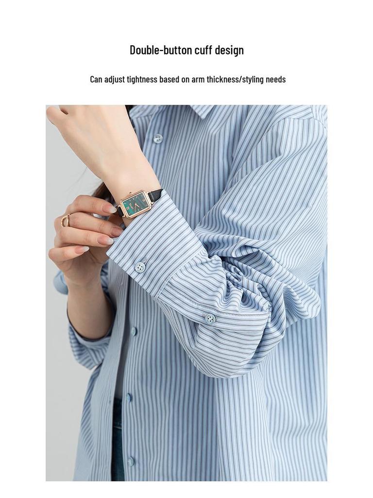 Yi Fei 2026 Spring Women's Striped Cotton Long-Sleeve Shirt: Casual, Versatile, and Slimming