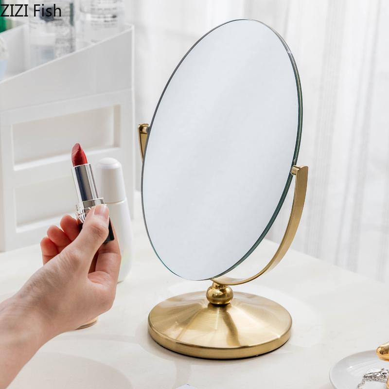 Modern Style Oval Mirror Desktop Vertical Decorative Mirror Living Room Bathroom Double-sided Mirror Girls Room Makeup Ornaments
