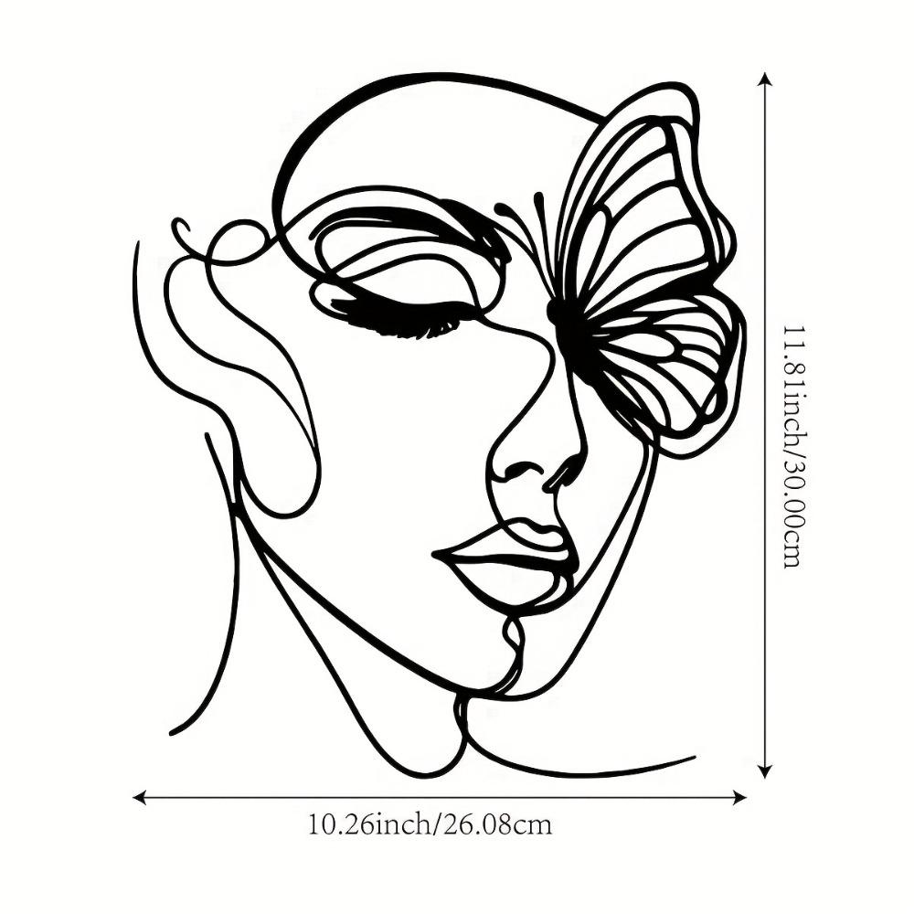 

1pc Metal Woman Butterfly Wall Art Iron Sculpture Indoor Outdoor Farmhouse Living Room Patio Balcony Home Decor 11.81 Inch 12in