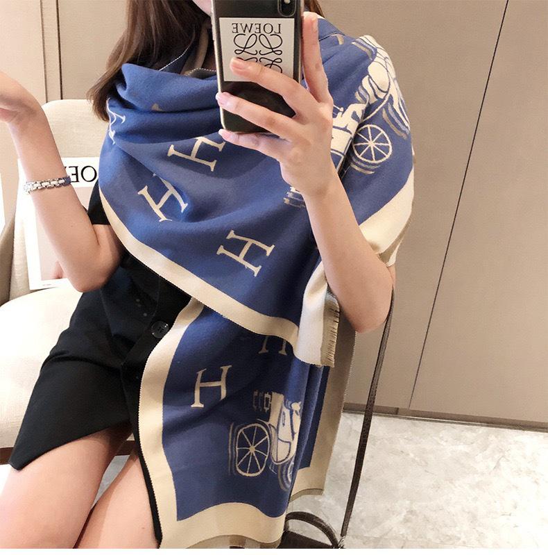 Women's Cashmere Blend Double-Sided Scarf - Autumn/Winter Warm Shawl, Versatile High-End Fashion