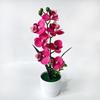 Pink Artificial Orchid Potted Flower with White Pot Artificial Faux Plants  Indoor Decoration
