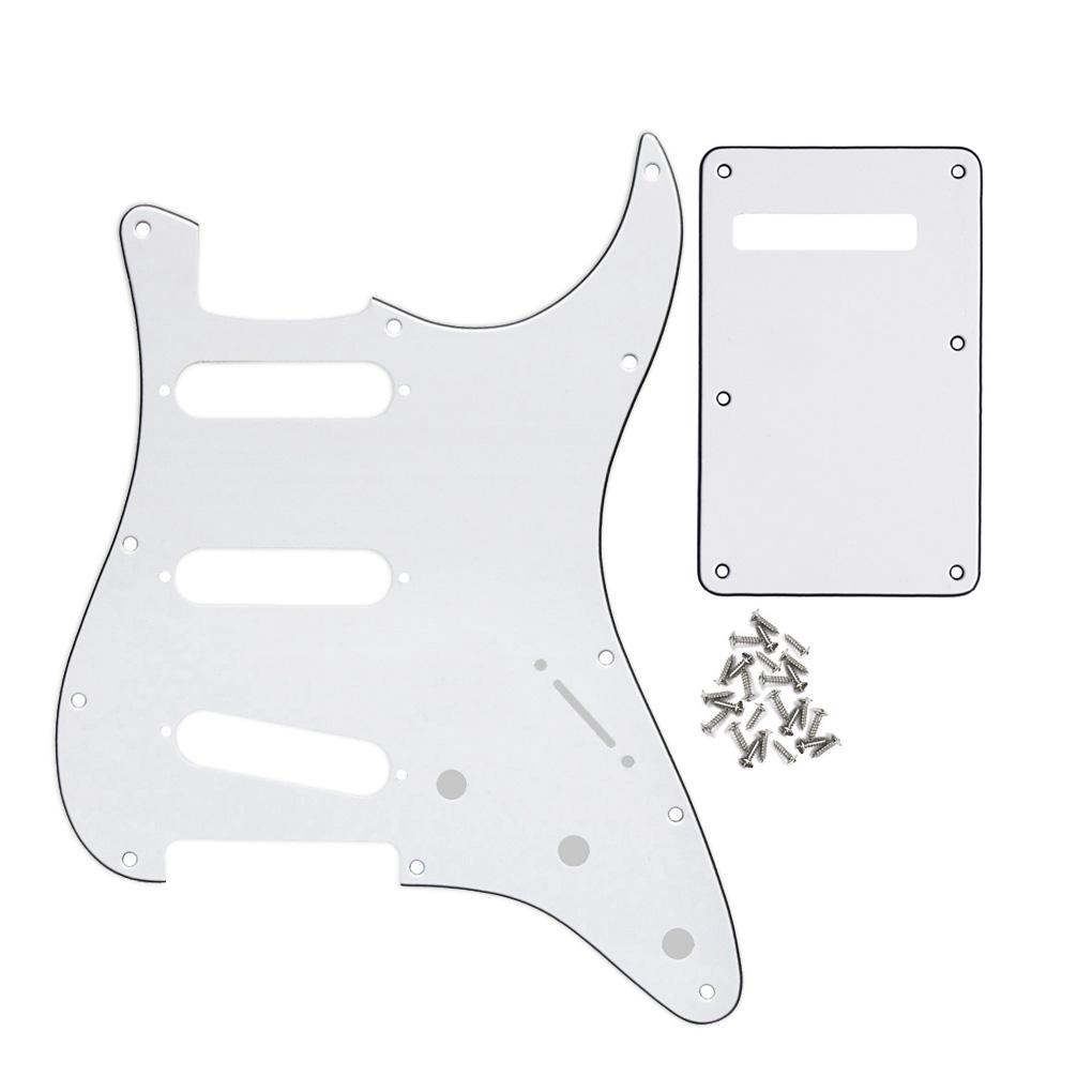 FLEOR Set of 11 Hole ST Guitar Pickguard SSS Scratch Plate Back Plate & Screws for Electric Guitar Parts