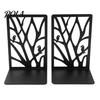 Smooth Edge Bookends 1 Pair Tree of Life Decorative for Shelves, Heavy Duty Bookshelf Metal Organizer, Hollow Book Holder Stoppers Desk, Office