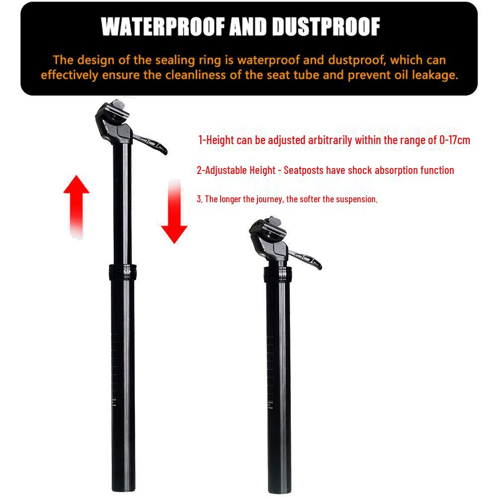 Hydraulic Shock-Absorbing Seatpost for Mountain Bikes - Multiple Sizes Available