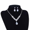 Luxury Teardrop Zircon Pendant Necklace Earrings Set Elegant Exquisite Crystal Necklaces Women Bride Bridesmaid Wedding Jewelry