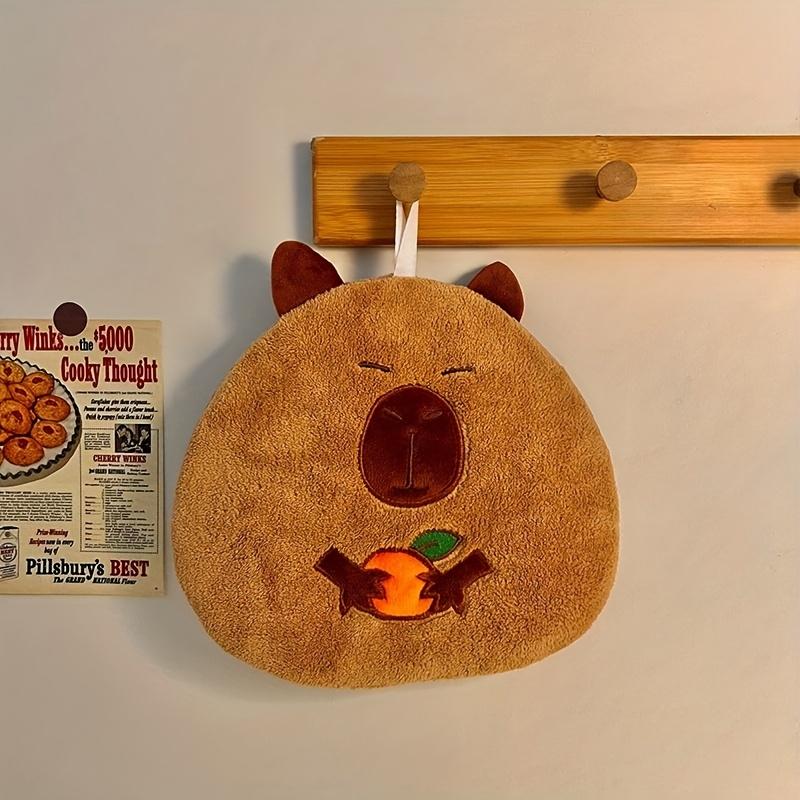 Kapibara Kitchen Hand Towel with Cute Animal Design, Hanging Absorbent Thickened Bathroom Wipe