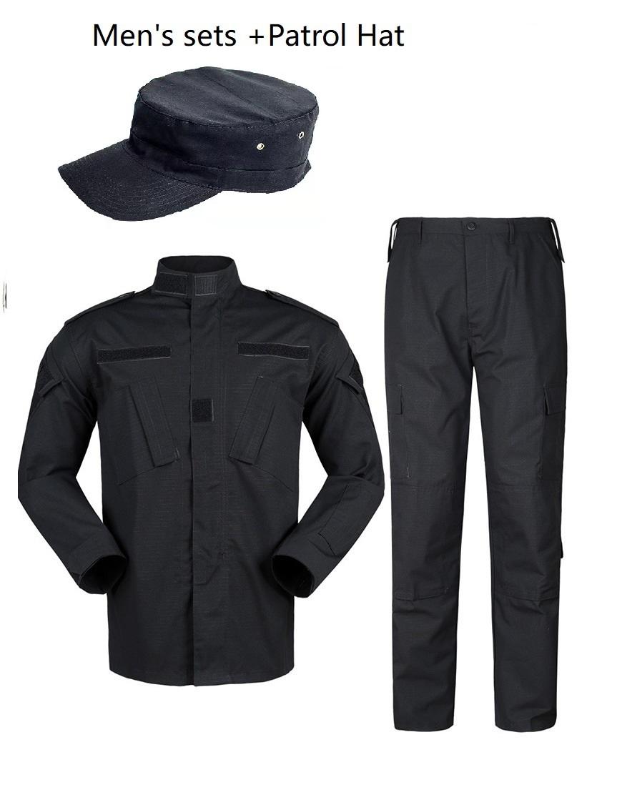 

Черный костюм из рибстопа, блузка, брюки, комплект спецодежды, униформа охраны с шляпой 3XL