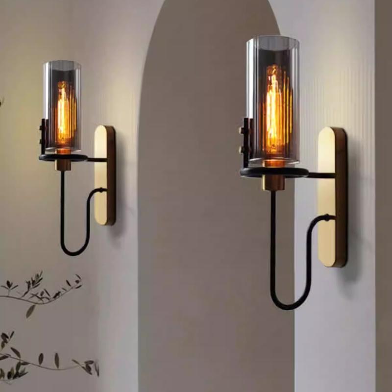 American Retro Industrial LED Wall Lamp Nordic Luxury Glass Crystal Bedside Corridor Mirror Sconces Home Lighting