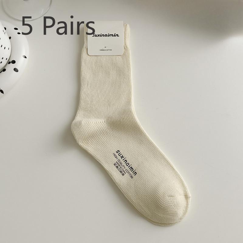 

5 пар женских весенних и осенних модных новых носков из чистого хлопка с ворсом 5 Pairs