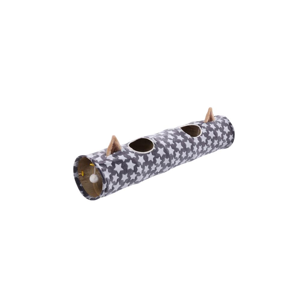Túnel para Gatos com Orelhas de Gato, Tubo Interativo para Gatos com Bola Suspensa, Brinquedo para Gatos Auto-Brincável com Som de Amassar para Gatos de Interior, Gatinhos, Filhotes, Coelhos