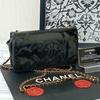 Chain Wallet   Chain Shoulder Bag   Enamel  Black, CC Logo
