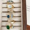 Vintage Boho Style Rings Set – 6 Pieces Colorful Geometric Adjustable Open Rings with Zirconia Inlay, Zinc Alloy Fashion Rings for Women – Perfect for