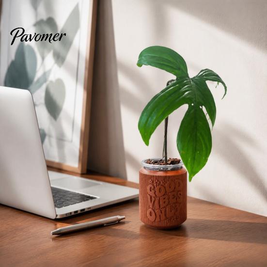 Small Containers for Indoor Gardening 3D Printed Planter, Good Vibes Only Flower Pot, Minimalist Plant Holders Windowsill Cute Cactus Container