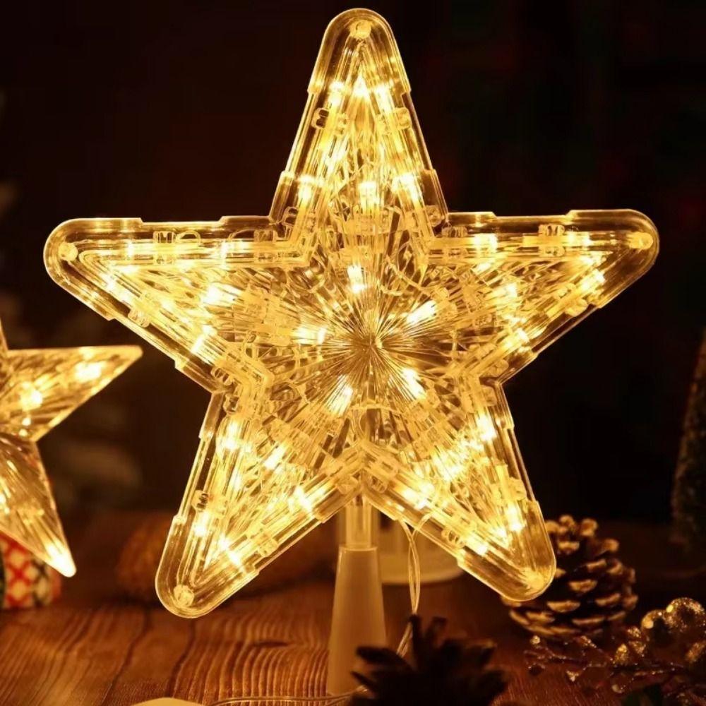 Warm/Colorful/White Light Christmas Tree Star Topper Luminous Star Light  New Year Celebration