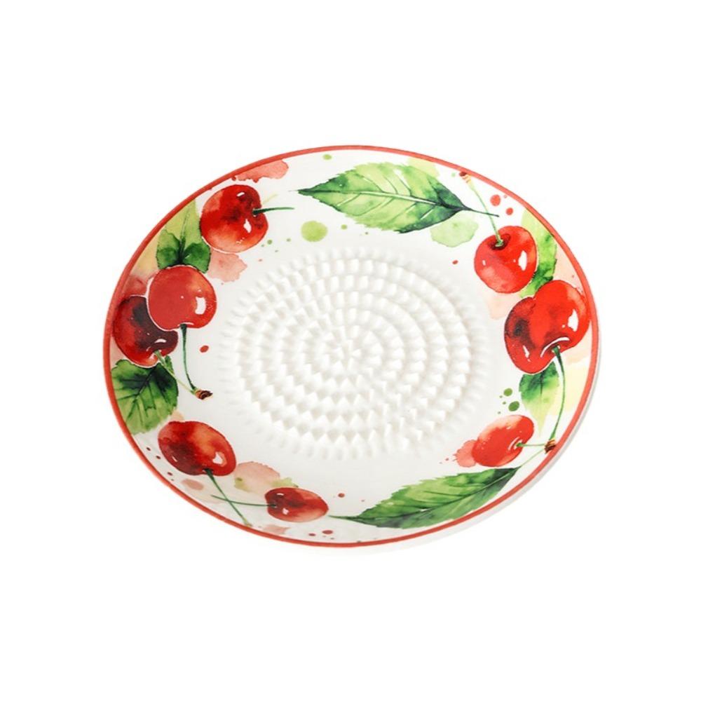 Round Plate Manual Garlic Masher Non-Slip Vegetable Grating Plate Ceramic Ginger Grater Kitchen