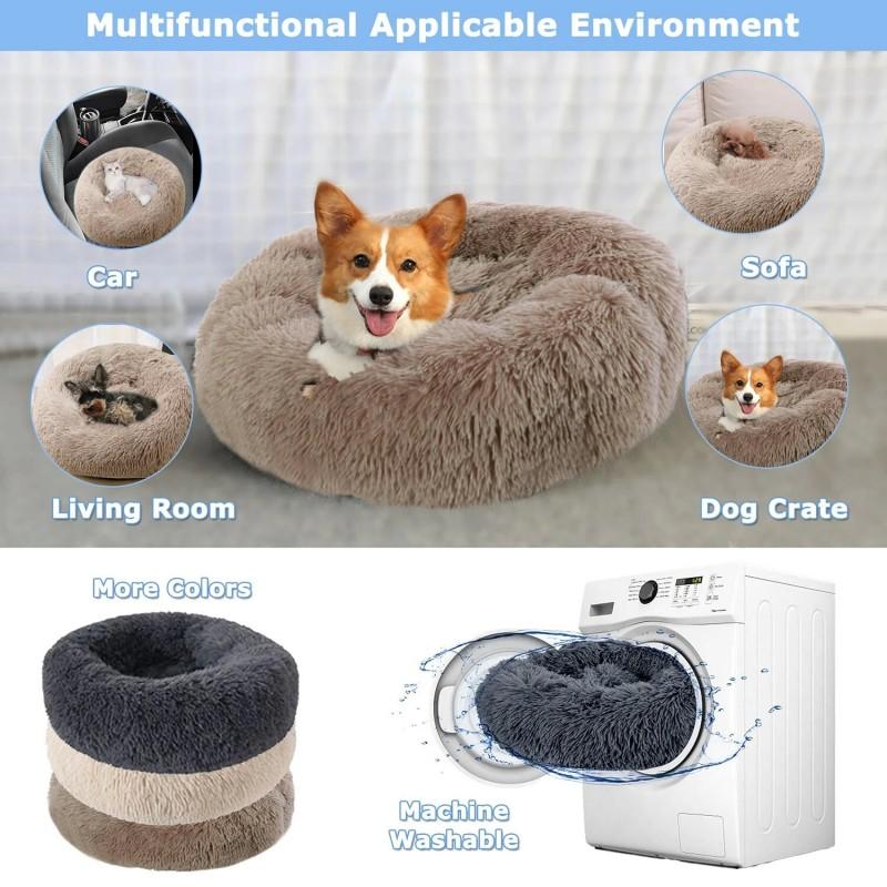 40-90cm Round Pet Bed For Large Dog Bed Super Soft Cat Carpet Bed Long Plush Dog House For Medium Dog House Winter Warm Sleeping