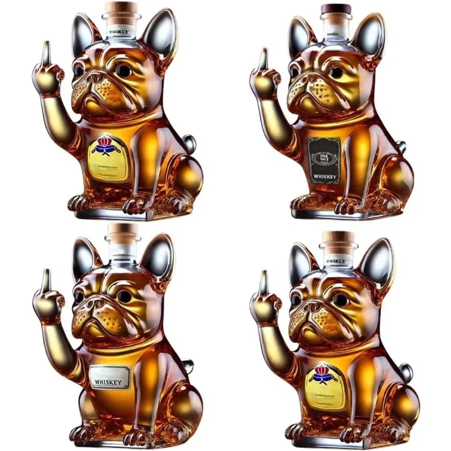 10Oz Funny Middle Finger Whiskey Glass Decanter Duck Turtle Dog Glass Whiskey Wine Bottle Statue Decoration For Bar Office Home